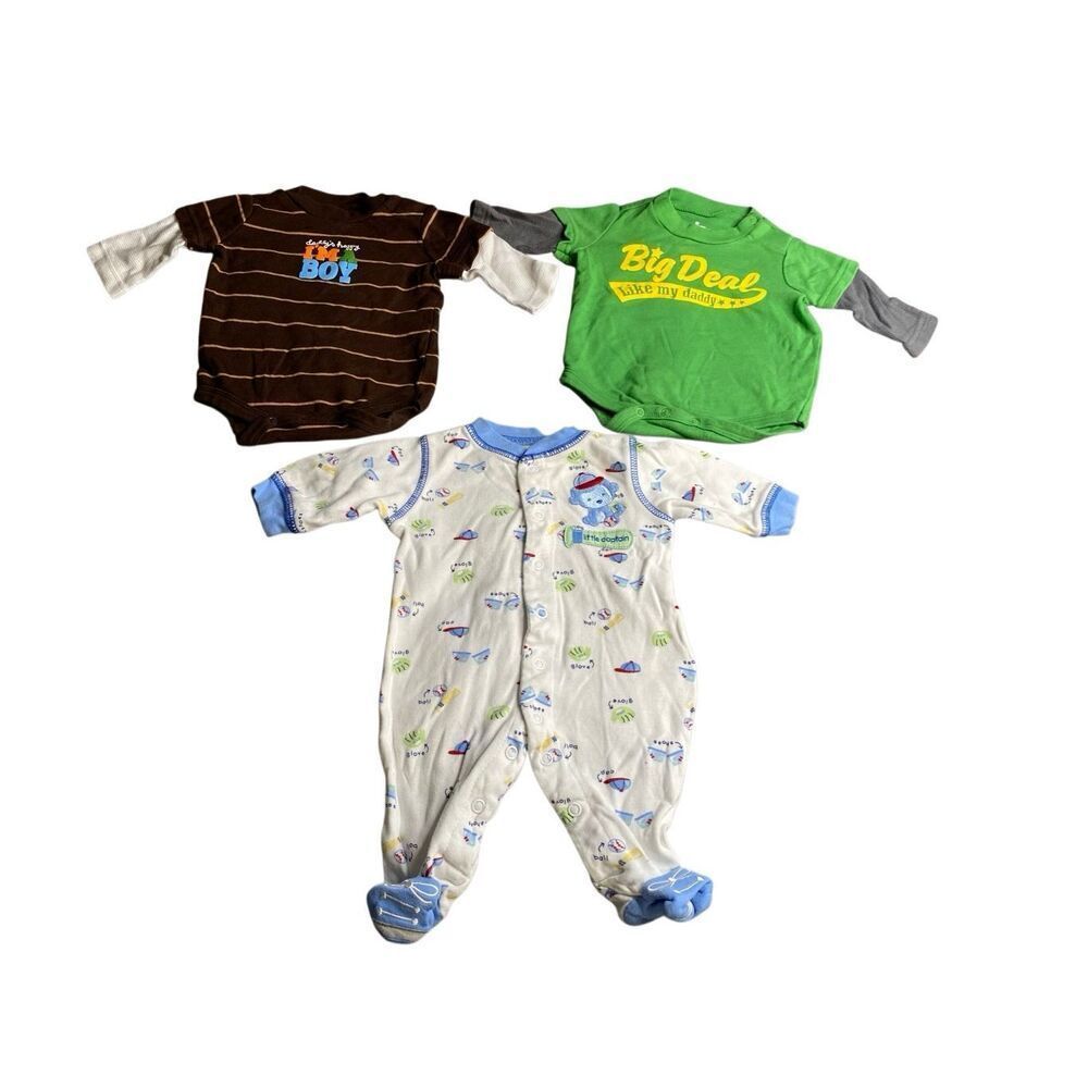 Carter’s Circo Baby Boy Newborn Sleepwear Bodysuit Outfit Lot of 3 Sports